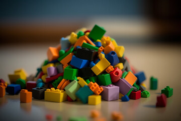 Fototapeta na wymiar A pile of colorful building blocks - representing the concept of creativity and problem solving