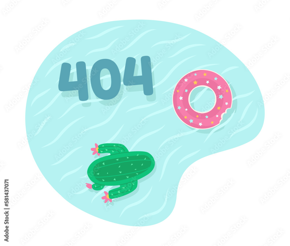 Poster swimming pool inflatables vector empty state illustration. editable 404 not found page for ux, ui de