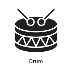 Drum Vector Solid icon Design illustration. Music Symbol on White background EPS 10 File