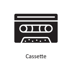 Cassette Vector Solid icon Design illustration. Music Symbol on White background EPS 10 File
