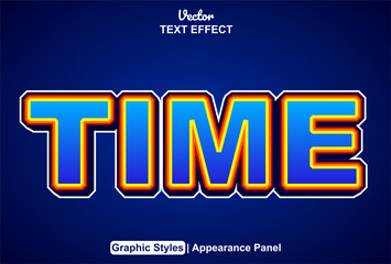 time text effect with editable blue color graphic style.
