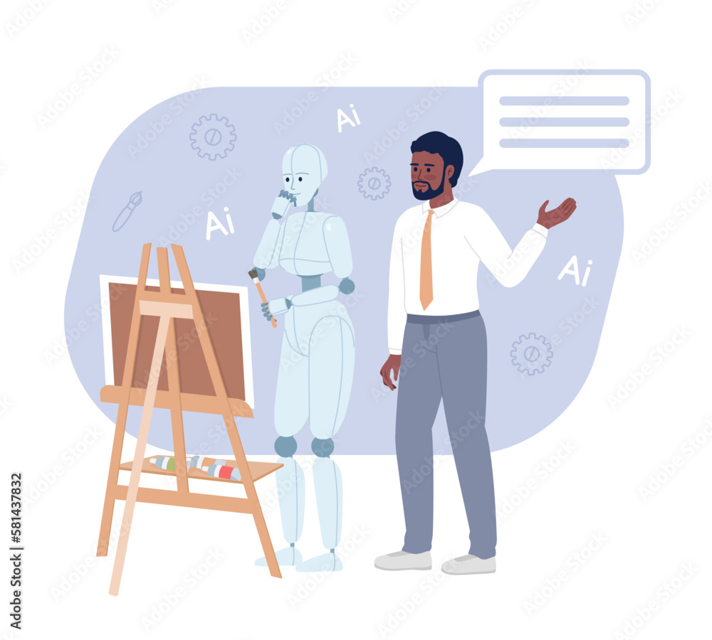 Poster ai generated images software flat concept vector spot illustration. editable 2d cartoon characters o