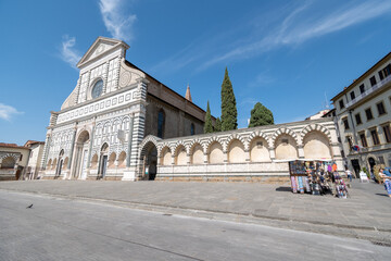 Obraz premium Florence, Italy - September 13, 2021: Basilica of Santa Maria Novella church and square