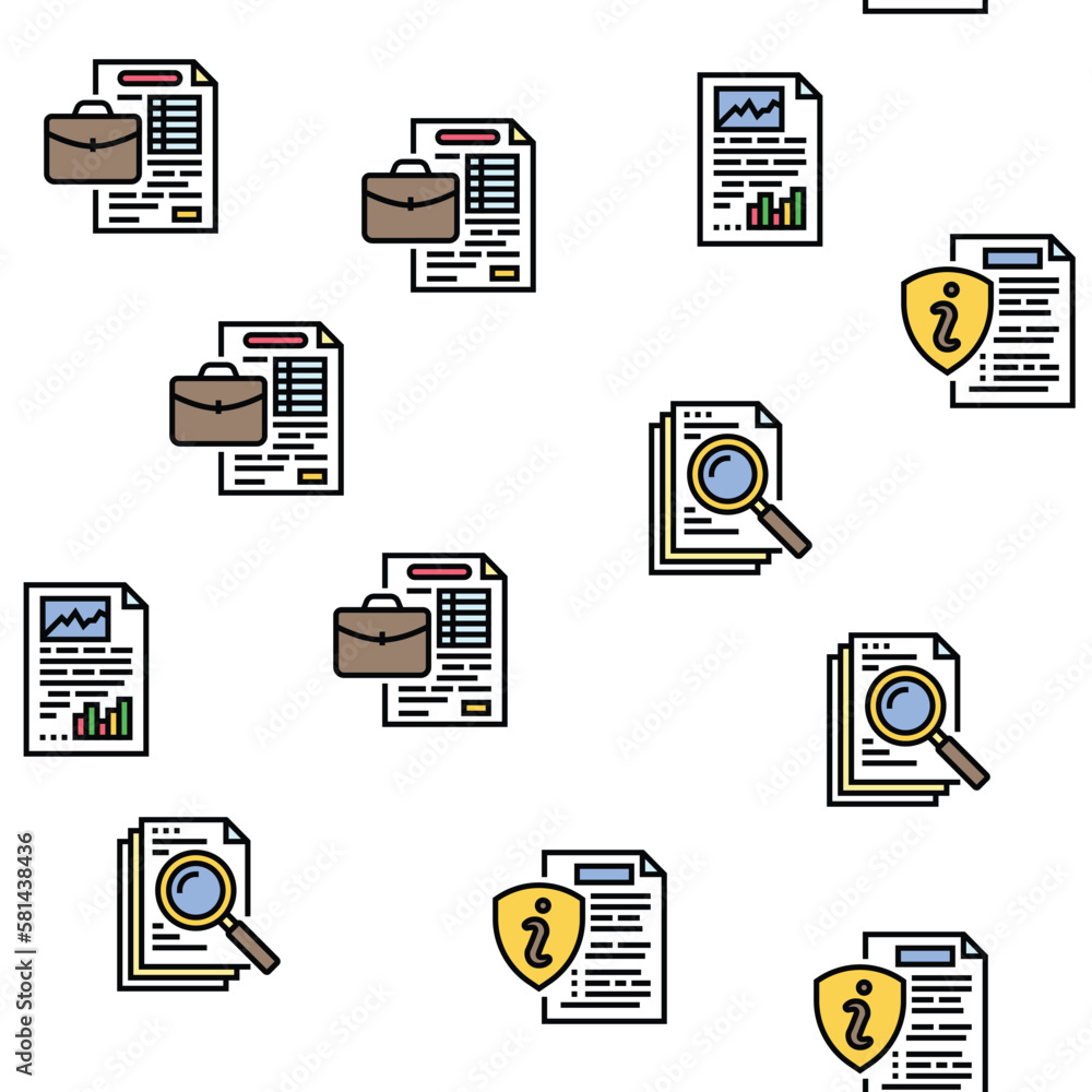 Poster document paper file business page vector seamless pattern