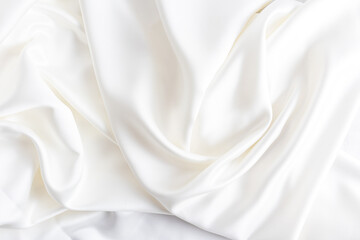 luxury wedding textiles. satin beige delicate background. soft waves of satin fabric. - obrazy, fototapety, plakaty