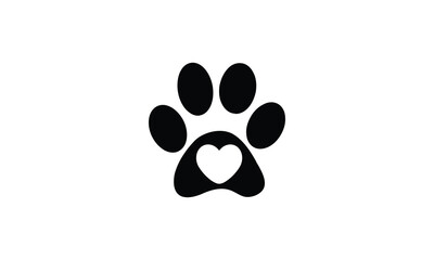 Love dog icon , heart inside dog paw vector icon © Abderrahmen