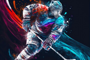 professional sport ice hockey playing with hockey stick, generative ai, created with generative ai
