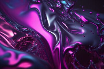 Fototapeta na wymiar Detailed glossy abstract liquid silk fabric texture background in motion moment, Purple silk satin fabric. Neural network AI generated art