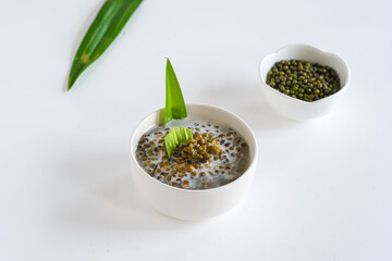 green bean porridge with coconut milk and palm sugar
