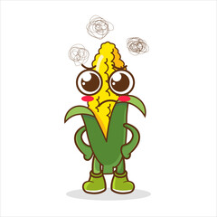 Angry cartoon Corn illustration vector on white background