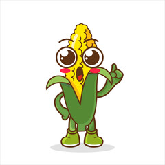 Cartoon Pointing up Corn Character