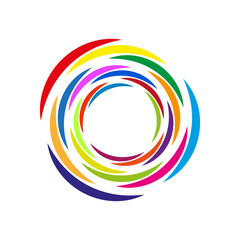 Colored circles spiral. Technology round. Color blend. Vector illustration.