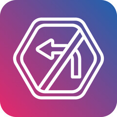 Vector Design No Left Turn Icon Style