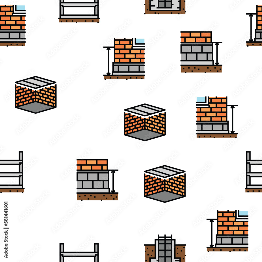 Poster building house structure vector seamless pattern