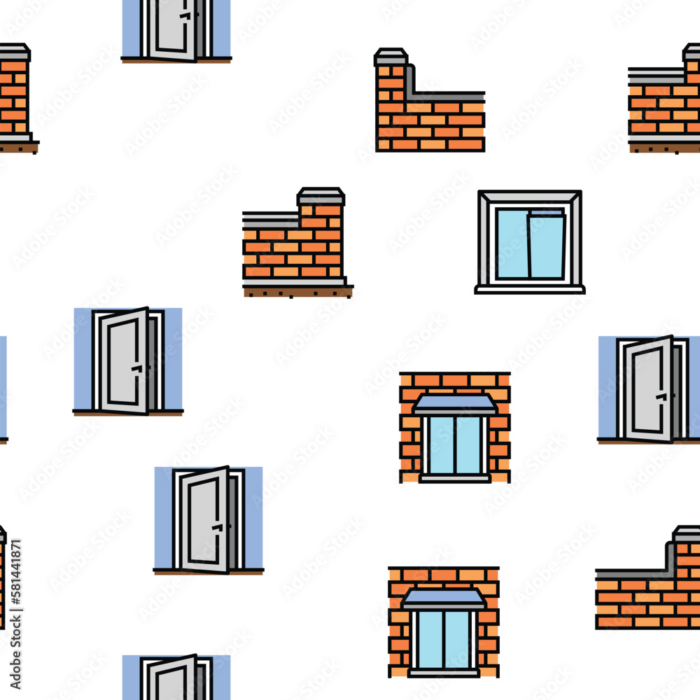 Poster building house structure vector seamless pattern