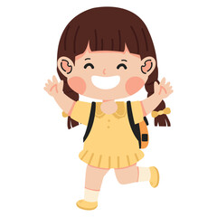 Kid girl happy with a backpack