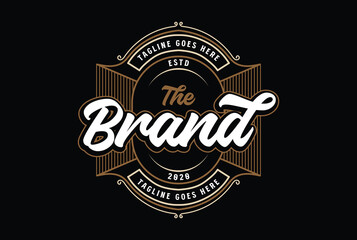 Fototapeta premium Trendy Luxury Ornament Border Frame Royal Badge Emblem Stamp Label Logo Design Vector