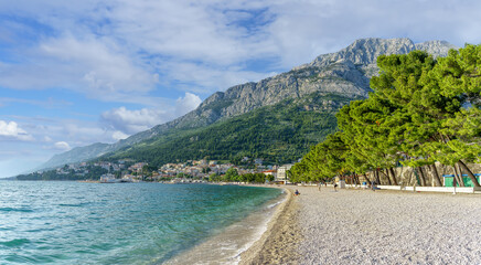 Landscape with Baska Voda beach, dalmatian coast, Croatia