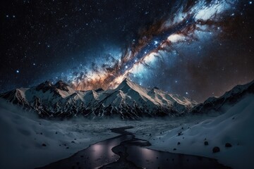 Starry Nights: Scenic Mountainscape Under the Milky Way