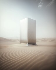 A Surreal Metallic Cube in the Middle of the Desert
