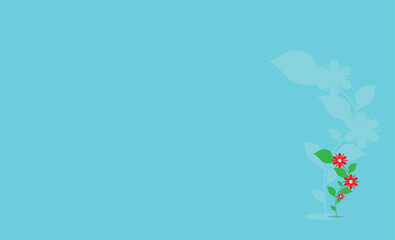 Simple blue wallpaper with flowers