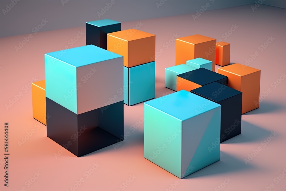 Poster very appealing cubes lined up generative ai