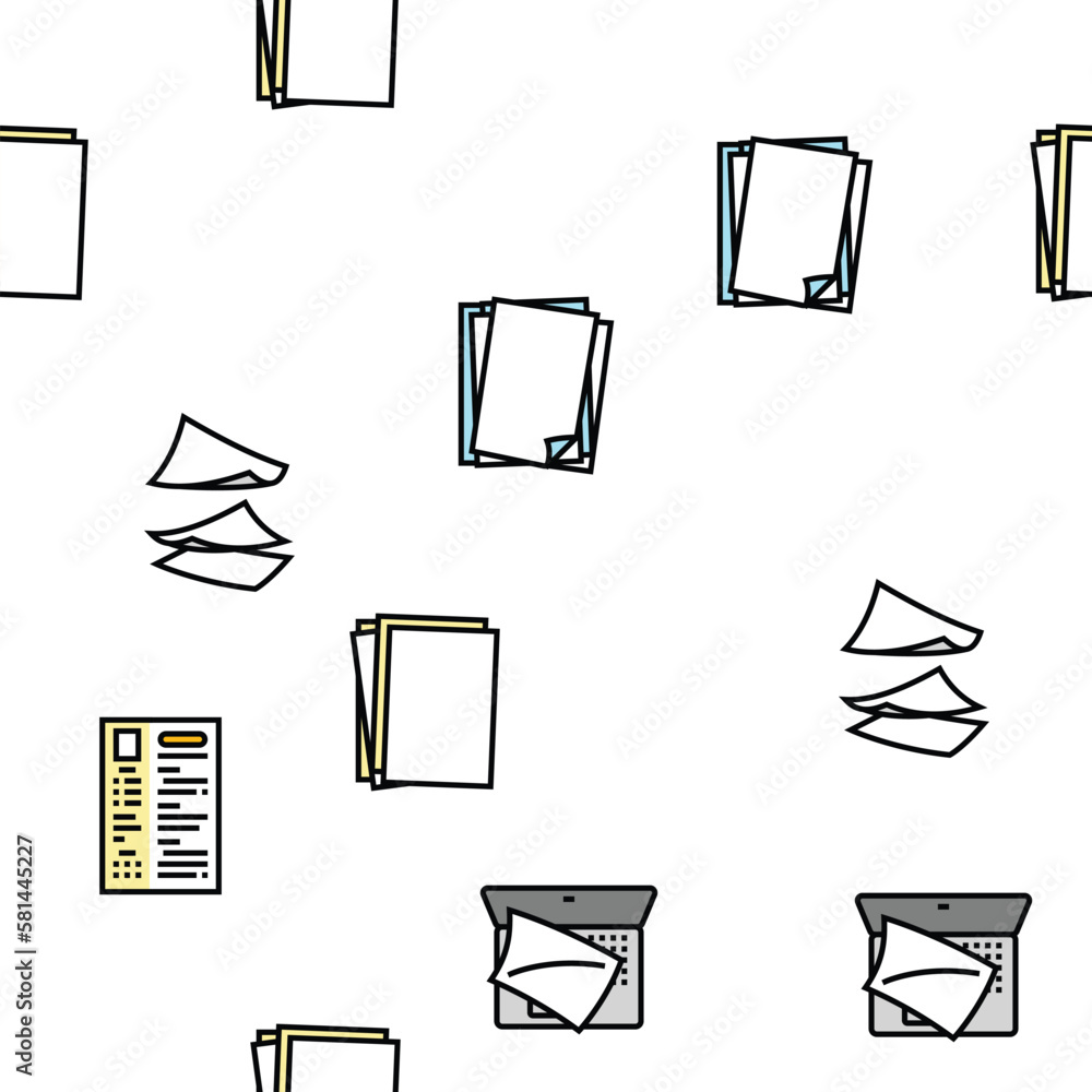 Poster paper document office note page vector seamless pattern