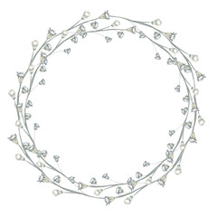 Frame with forest twigs, flowers and berries. watercolor illustration