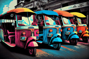 rickshaw Transportation in the city ,generative AI