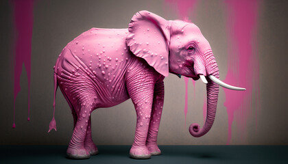 ピンク色の象_Pink Elephant_generative ai - obrazy, fototapety, plakaty
