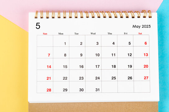 The May 2023 Monthly desk calendar for 2023 year on beautiful background.