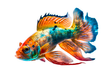 Fototapeta premium Colorful tropical fish on white background. AI generated.