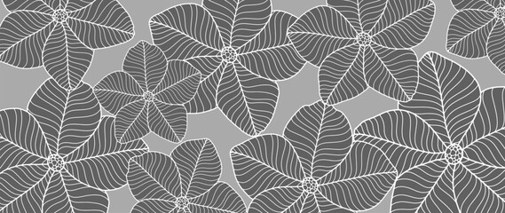 Gray vector floral background with flowers for decor, covers, wallpapers, presentations