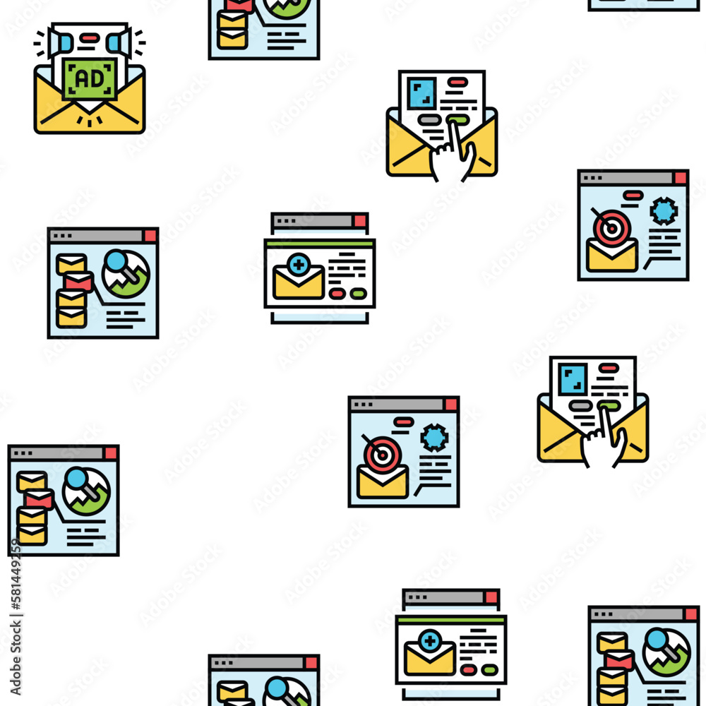 Poster email marketing internet web vector seamless pattern