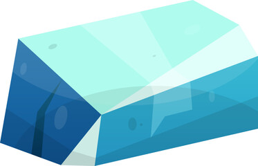 Blue ice crystal in cartoon style