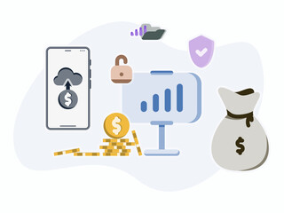 Flat illustration on a theme money, income, planning, schedule