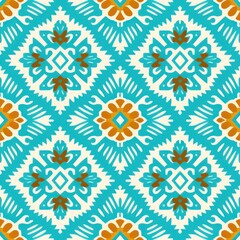 Seamless Indian fabric pattern, ethnic texture, traditional design, colorful motif, handmade art, ornamental background, vintage print, floral seamless texture, geometric pattern, GENERATIVE AI