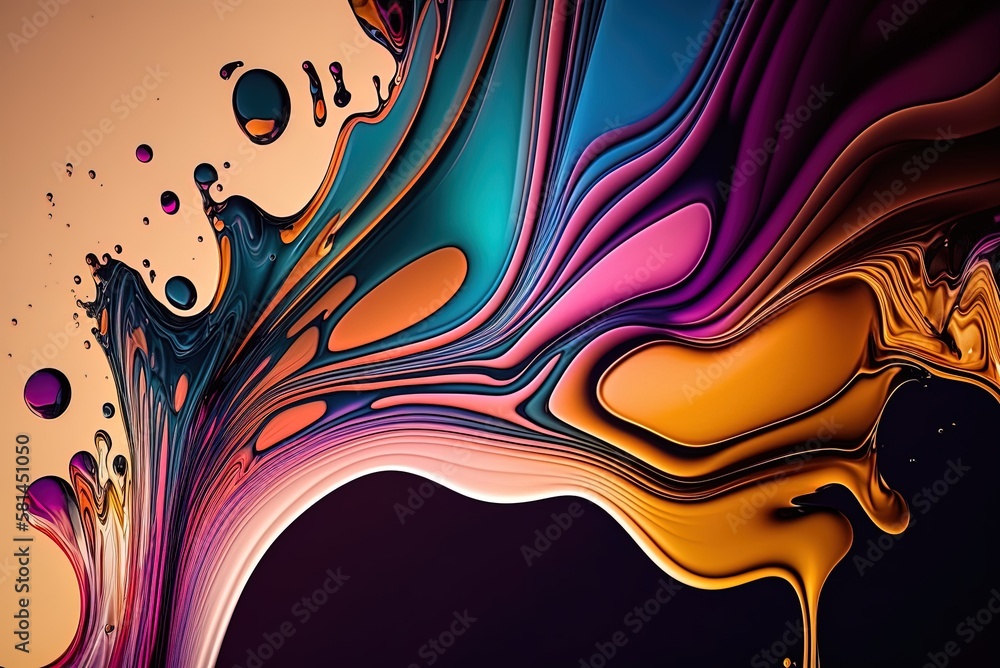 Poster fluid liner colors in an abstract backdrop generative ai