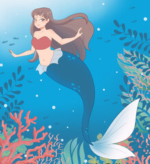 海中を泳ぐ人魚