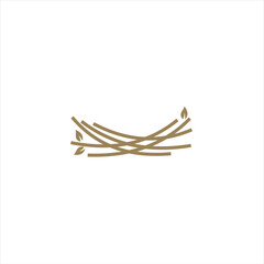 Nest bird logo. Logo is shaped with lines forming  a nest in brown gradient color, creating a nest bird logo.