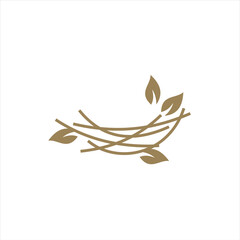 Nest bird logo. Logo is shaped with lines forming  a nest in brown gradient color, creating a nest bird logo.