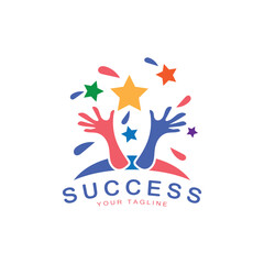 Abstract people success logo design.fun people,healthy people,sport,community people symbol vector illustration