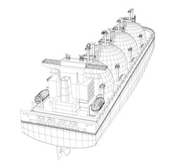 Oil tanker or gas carrier. Big ship designed to transport LPG Liquefied petroleum gas , LNG Liquefied natural gas or liquefied chemical gases in bulk.