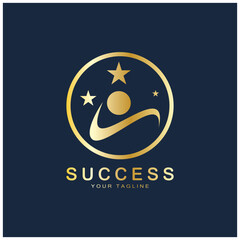 Abstract people success logo design.fun people,healthy people,sport,community people symbol vector illustration