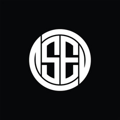 SE Logo monogram shield inside circle shape vector images design template