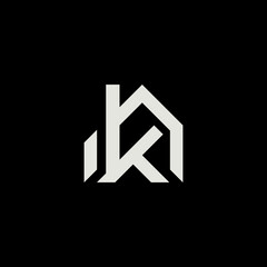 Letter K Combine With Top House Icon Simple Logo Design. Initial K Home Logo Identity for Branding, Business, Real Estate, building, landmark