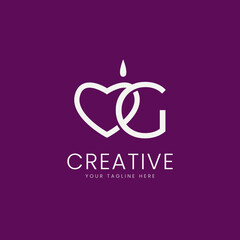 Letter G Combine With Love Icon Simple Logo Design. Initial G Monogram Logo Identity for Branding, Business, Real Estate, Fasion and Elegant Brand