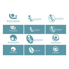 Abstract people success logo design.fun people,healthy people,sport,community people symbol vector illustration