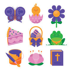 set of animals and Easter seamless pattern with rabbits and bunny free vector