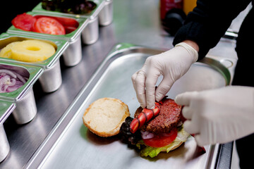 vegan burger prepared by the chef